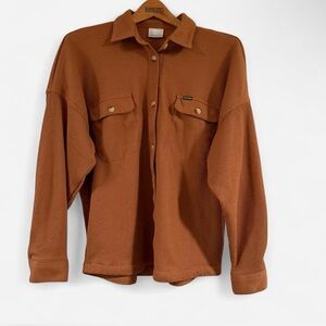 Columbia Burnt Orange Waffle Knit Shirt Size M